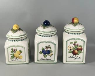Set Of (3) Villeroy & Boch French Garden Charm Country Collection Canisters