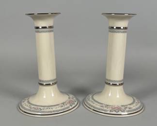Pair Of Lenox Charleston Tall Candlestick Holders