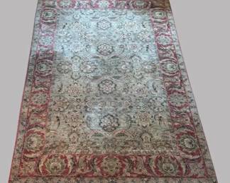 Tabriz Style Area Rug In Maroon And Green
