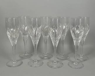Set Of (8) Atlantis Chartres Champagne Cut Crystal Toasting Flutes