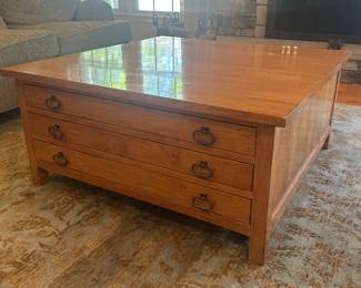 Library Flat File Style Six Drawer Coffee Table