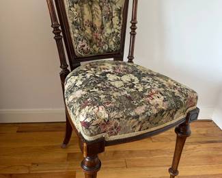 Victorian Side Chair Or Vanity Chair With Tapestry Upholstery