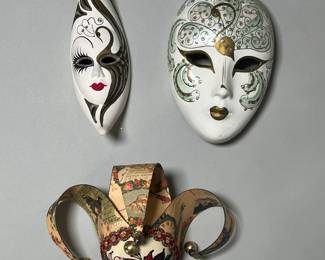 Collection Of Italian Ceramic Painted Masks Wall Decoration