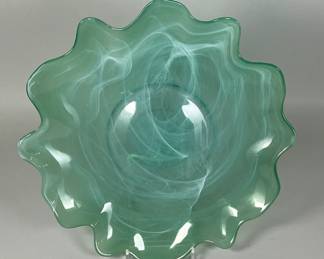 Blown Glass Centerpiece Or Serving Dish In Seafoam Green