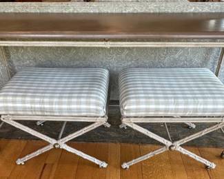 Iron Frame Console Table And Stools (3)