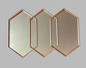 Hollywood Regency Style Triple Diamond Form Gold Mirror