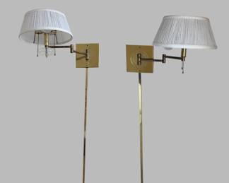 Pair Of Brass Swing Arm Wall Sconces/Lamps