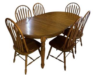 Vintage Oak Dining Table 6 Chairs