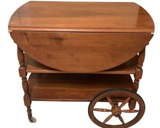 Vintage Solid Maple Drop Leaf Tea Cart