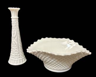Milk Glass Vase Bowl
