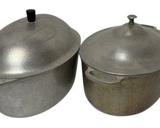 2 Vintage Hammered Aluminum Pots