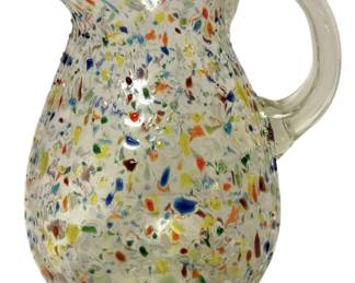 Hand Blown Glass Confetti Pitcher