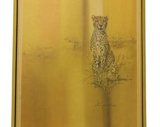 Vintage Phil Prentice Signed Yellow Cheetah