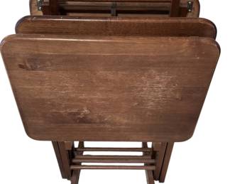 Brown Wood Tray Tables Stand