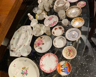 vintage porcelaine cups and saucers, plates, dishes