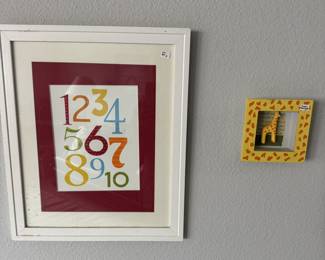 123 Childs Room Art and Giraffe Shadow Box