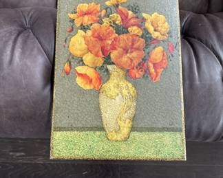 Mid Century Decoupage Floral Still Life