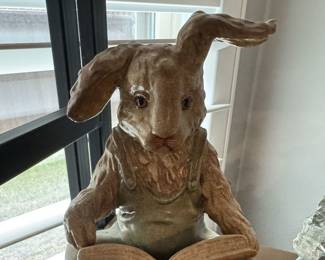 Cermaic Bunny Reading Book