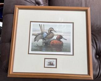 Idaho Duck Art Signed and Postage Stamp