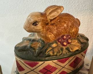 Ceramic Bunny Trinket Box Large
