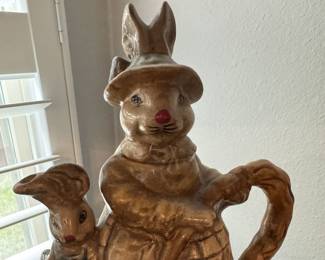 Ceramic Bunny and Baby TeaPot