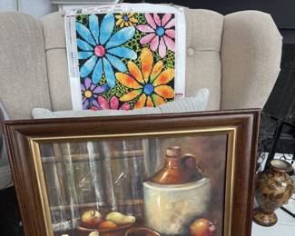 Mid Century Painting of Jug Still Life