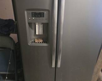 GE Stainless Side-by-Side Refrigerator	Modern GE fridge in brushed stainless steel with water/ice dispenser. Sleek and versatile.
