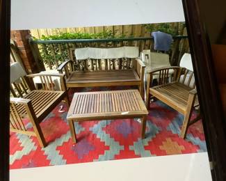 Wood slat patio set