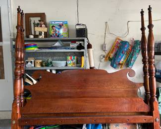 King size cherry headboard, footboard and rails