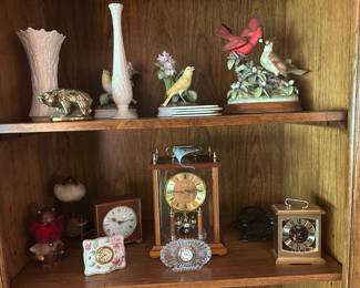 Clock, Birds, Lenox vase