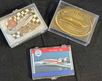 Vintage Hydro Plane Belt Buckles 1991 Hydroplane Trading Cards