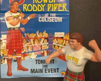 WWF 1985 Rowdy Roddy Piper Figuring with Poster