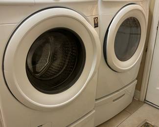 SAMSUNG WASHER AND DRYER WITH STORAGE DRAWERS