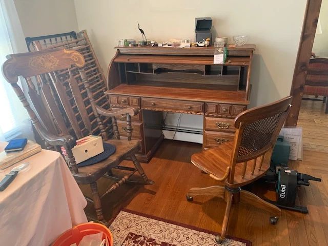 Roll Top Desk - with Chair - / Rocking Chair