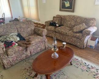Love Seat and Matching Sofa / Oval Coffee Table