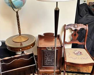 Petit Point Chair Coal Skuttle Round Table Lamp Magazine Rack