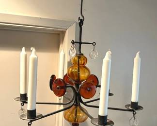 Erik Hglund Art Glass Candle Chandelier