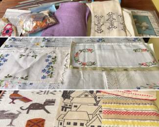 Vintage Swedish Handwoven Wall Hangings and Embroidered Linen Pieces
