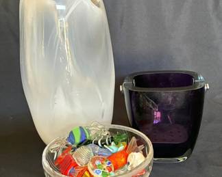 Murano Glass Candies Art Glass Vase And Ice Bucket