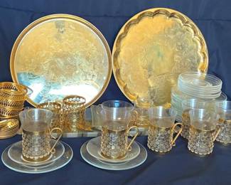 Georges Briard Trays And Royal Krona Irish Coffee Mugs