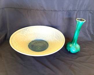 Blue Mountain Pottery Vase And Large Ceramic Bowl