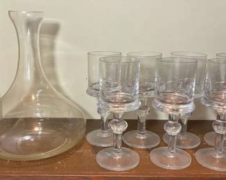 Swedish Art Glass Wine Glasses Decanter