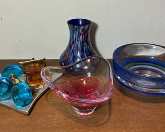 Nybro Swedish Crystal Dish And More Signed Art Glass