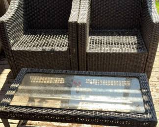 Outdoor Rattan Wicker Chairs And Table