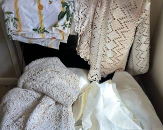 Linens And Black Laquer Trunk