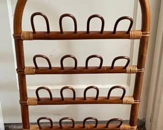 Vintage 1970s Bamboo And Rattan Shoe Rack