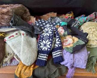 Knitted Mittens Fur Hat And Scarves