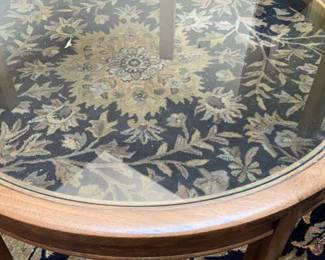 Round Glass And Wood Coffee Table