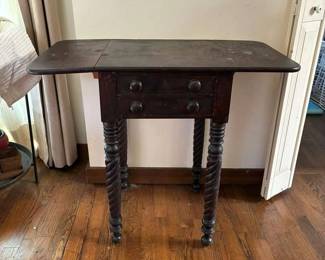 Sheraton Rope Carved Mahogany Work Table For Refinishing
