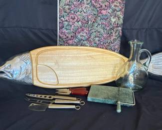 Winsome Wood Salmon Platter Stone Cheese Slicer And More d
